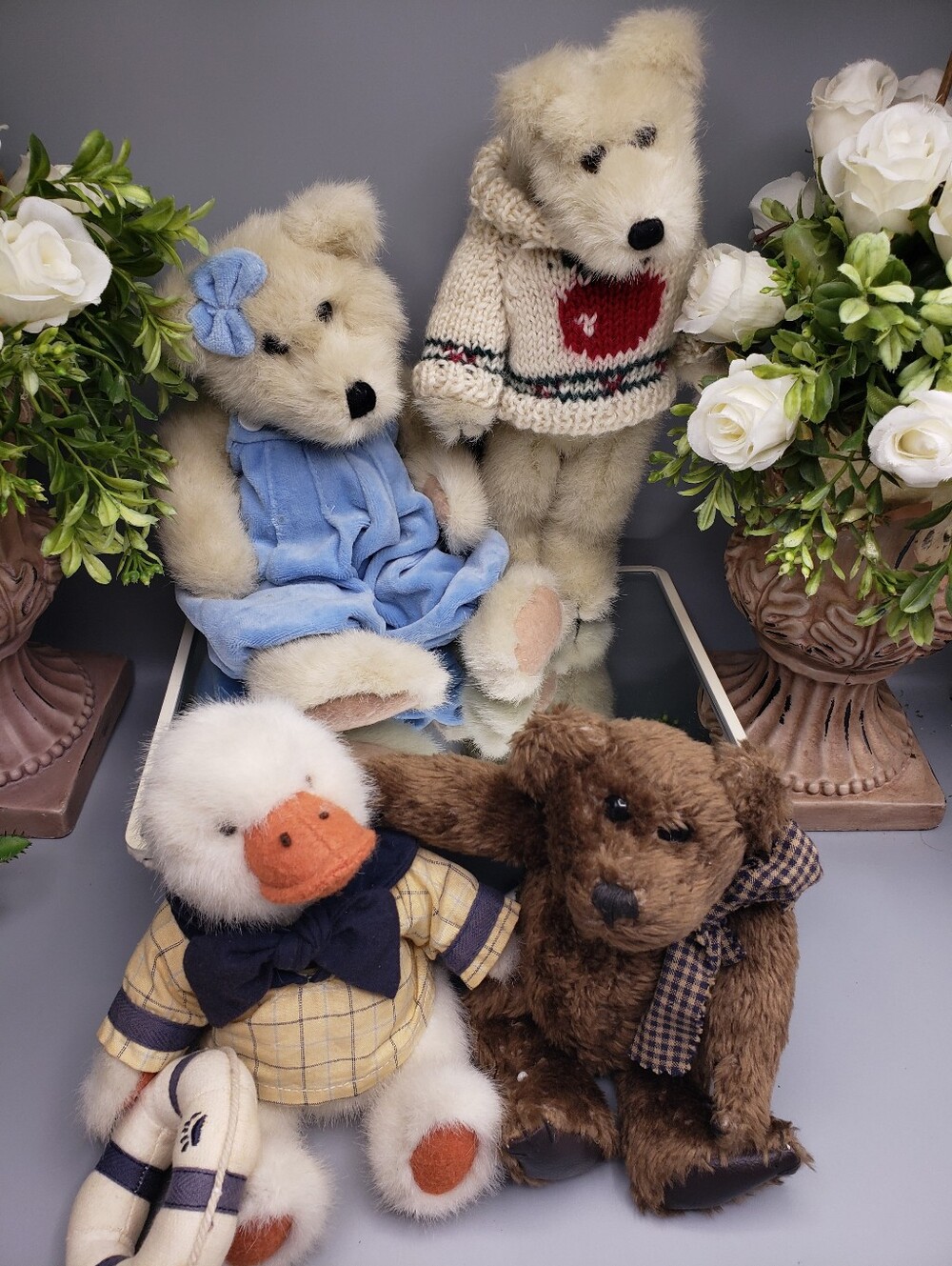 4 Boyds Plush Animals Lot- Collectable Vintage Bears Duck Toys Dolls cottagecore
